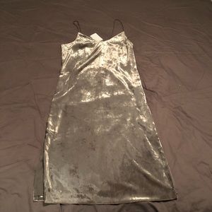 H & M Silver Velvet Slip Dress